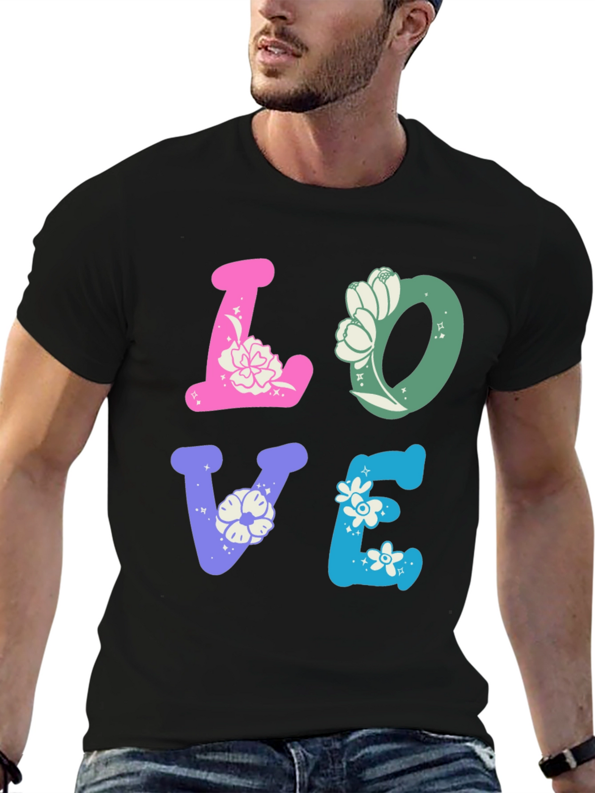 Floral LOVE Graphic Tee - Trendy Casual Shirt
