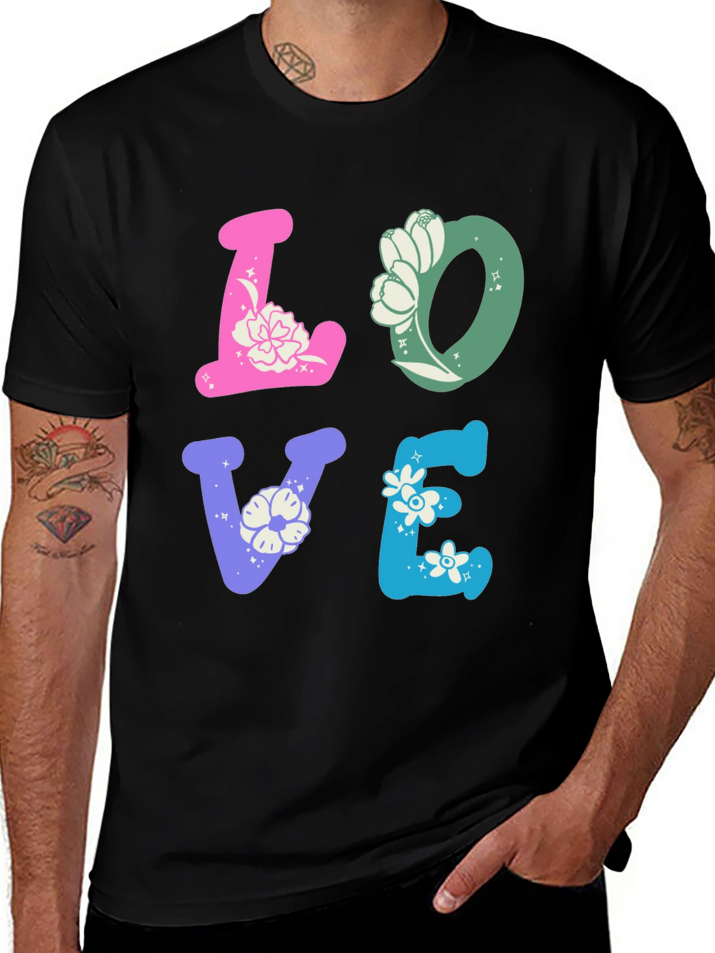 Floral LOVE Graphic Tee - Trendy Casual Shirt