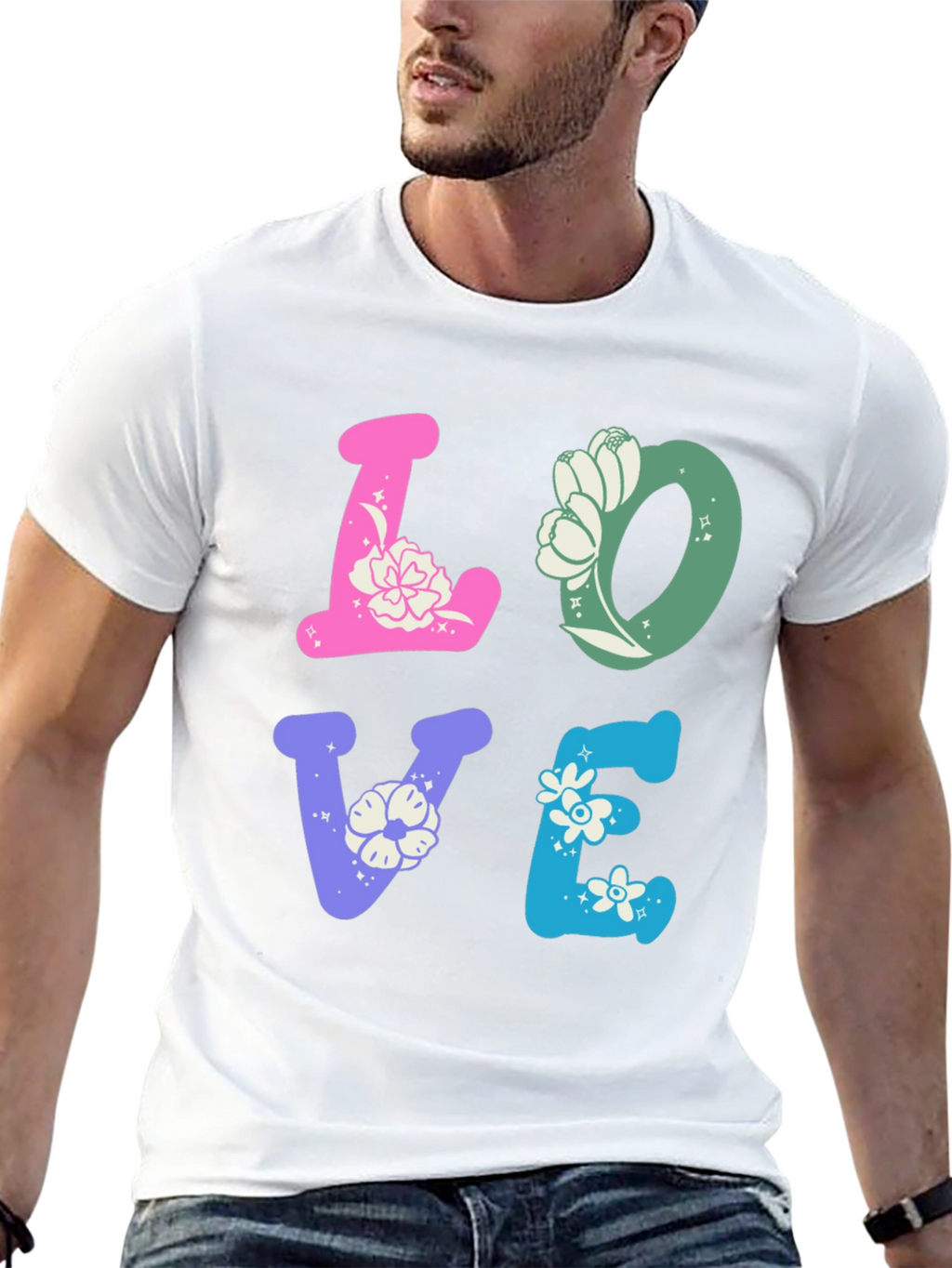 Floral LOVE Graphic Tee - Trendy Casual Shirt