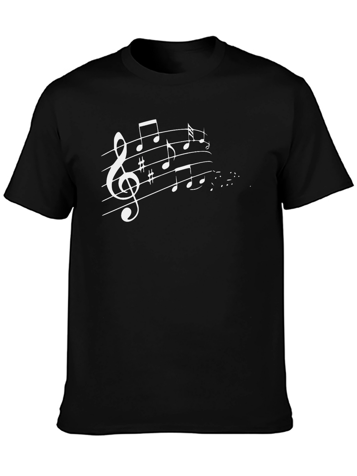 Music Notes Graphic Tee - Black Cotton T-Shirt