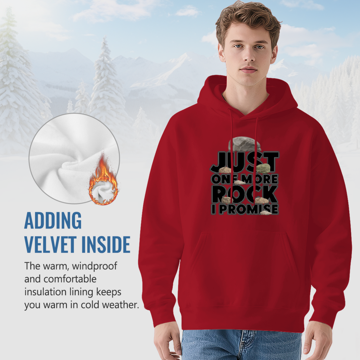 "JUST ONE MORE ROCK I PROMISE" Graphic Hoodie