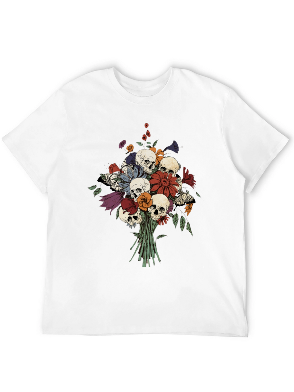 Skull & Flower Bouquet Black T-Shirt