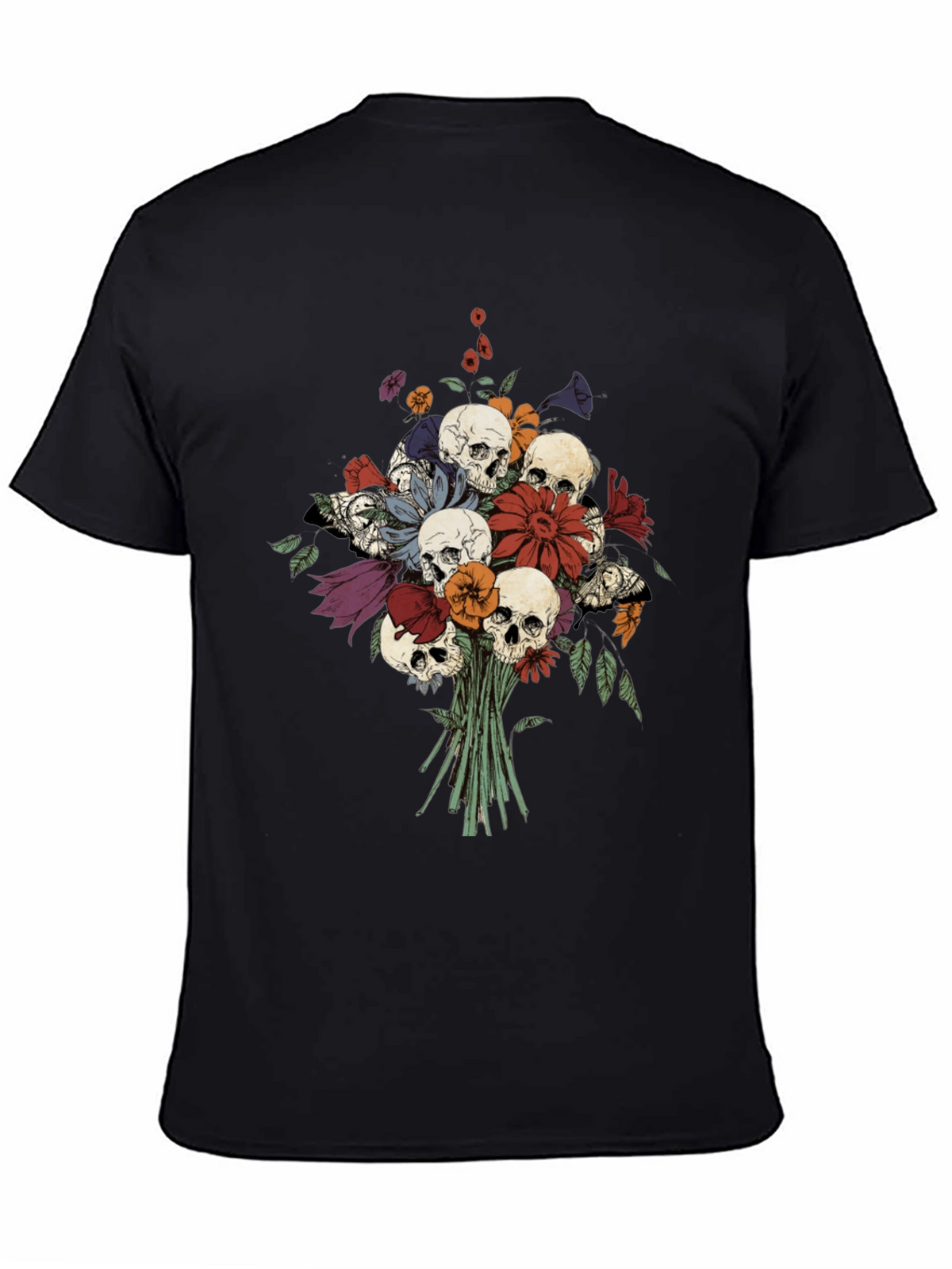 Skull & Flower Bouquet Black T-Shirt