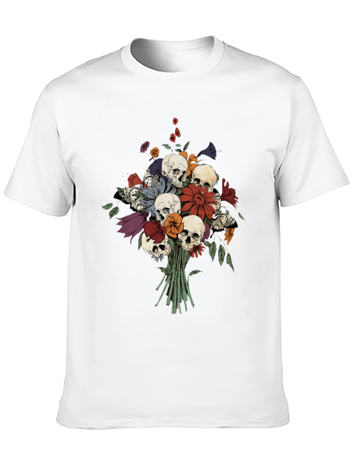 Skull & Flower Bouquet Black T-Shirt