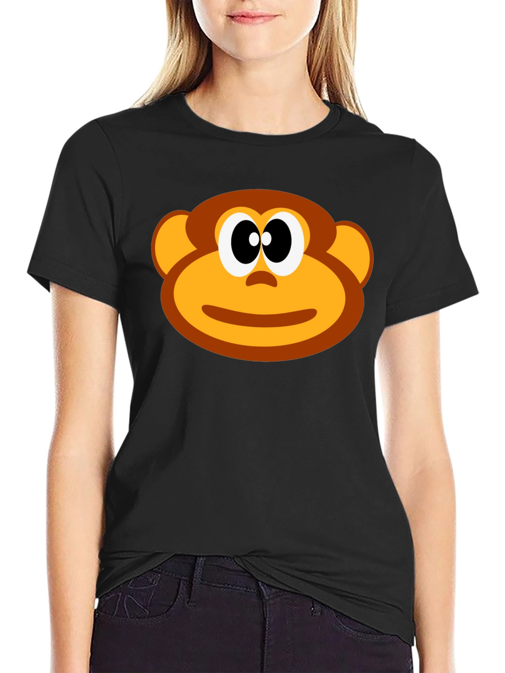 Funny Monkey Face Graphic T-Shirt - Black Cotton Tee