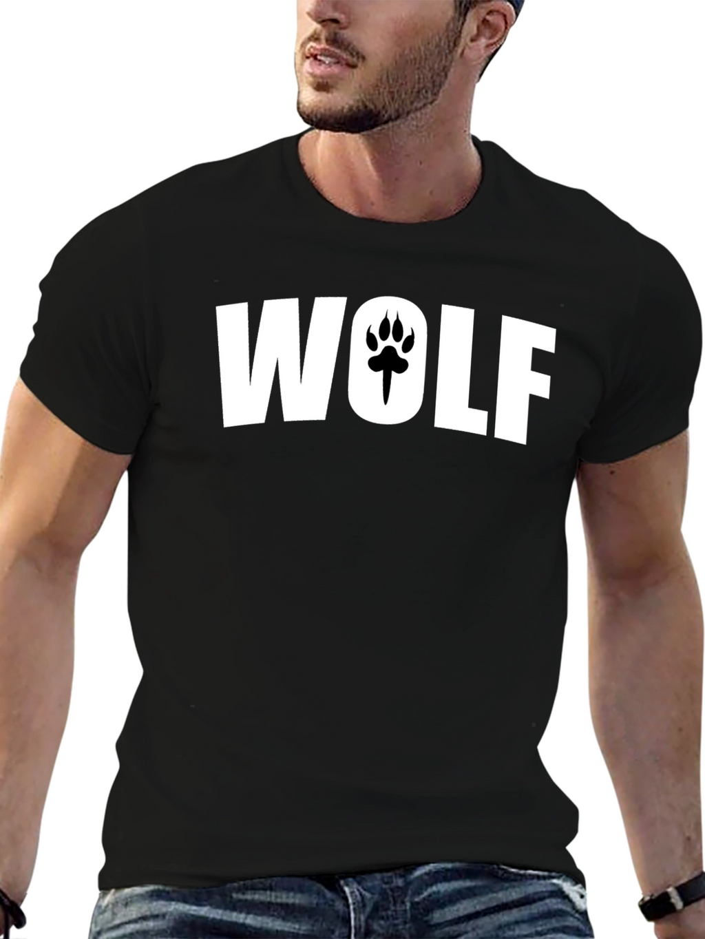 Wolf Paw Print Graphic T-Shirt - Casual Cotton Tee