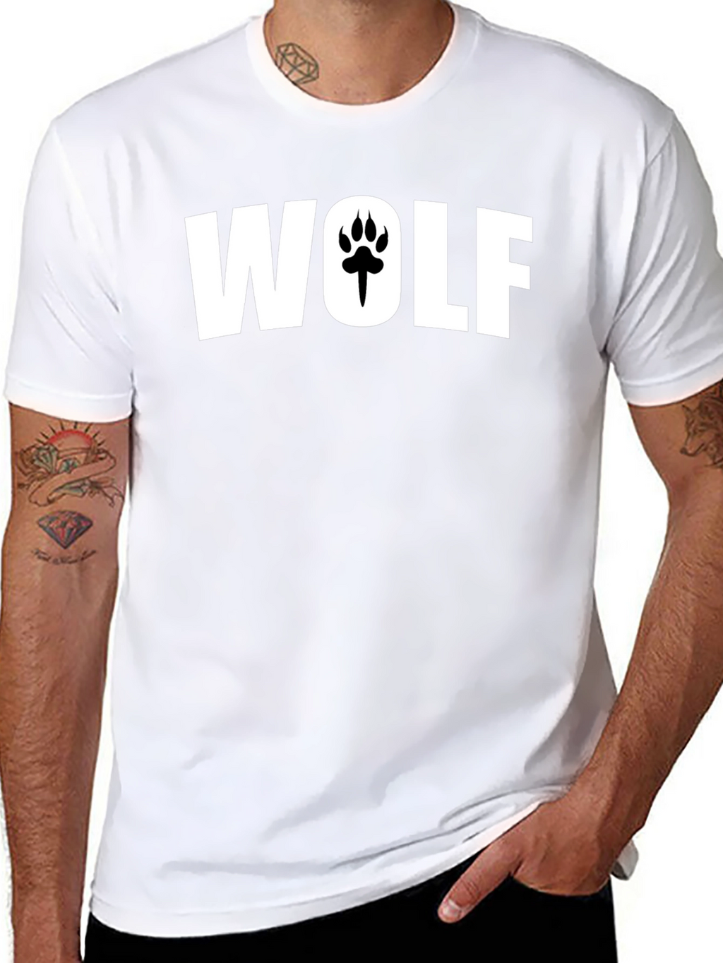 Wolf Paw Print Graphic T-Shirt - Casual Cotton Tee