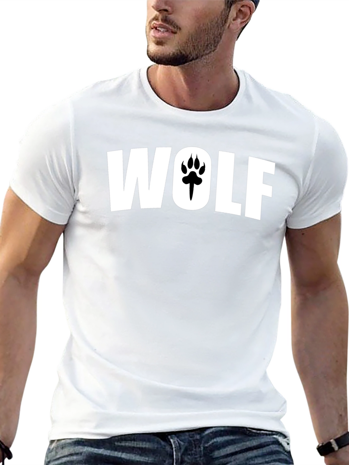 Wolf Paw Print Graphic T-Shirt - Casual Cotton Tee