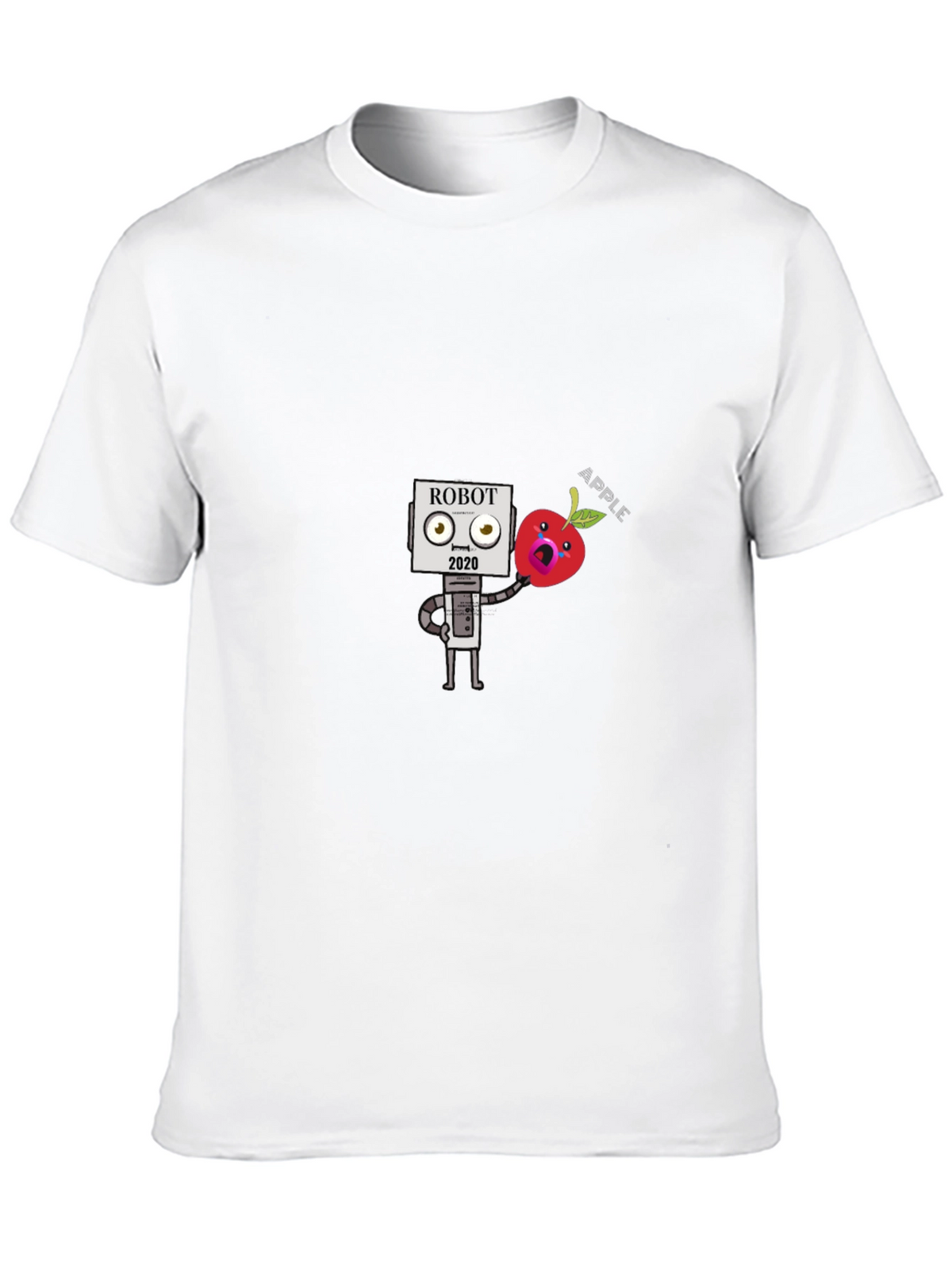 Robot Apple Graphic Tee - Black Cotton T-Shirt