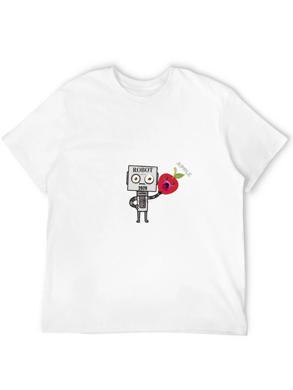 Robot Apple Graphic Tee - Black Cotton T-Shirt