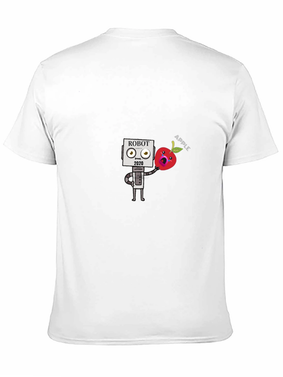 Robot Apple Graphic Tee - Black Cotton T-Shirt