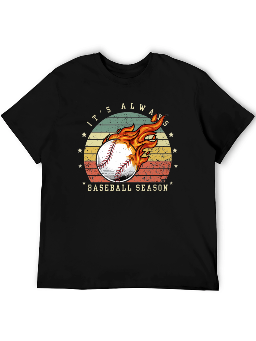 Baseball Season Graphic Tee - Burning Baseball Design