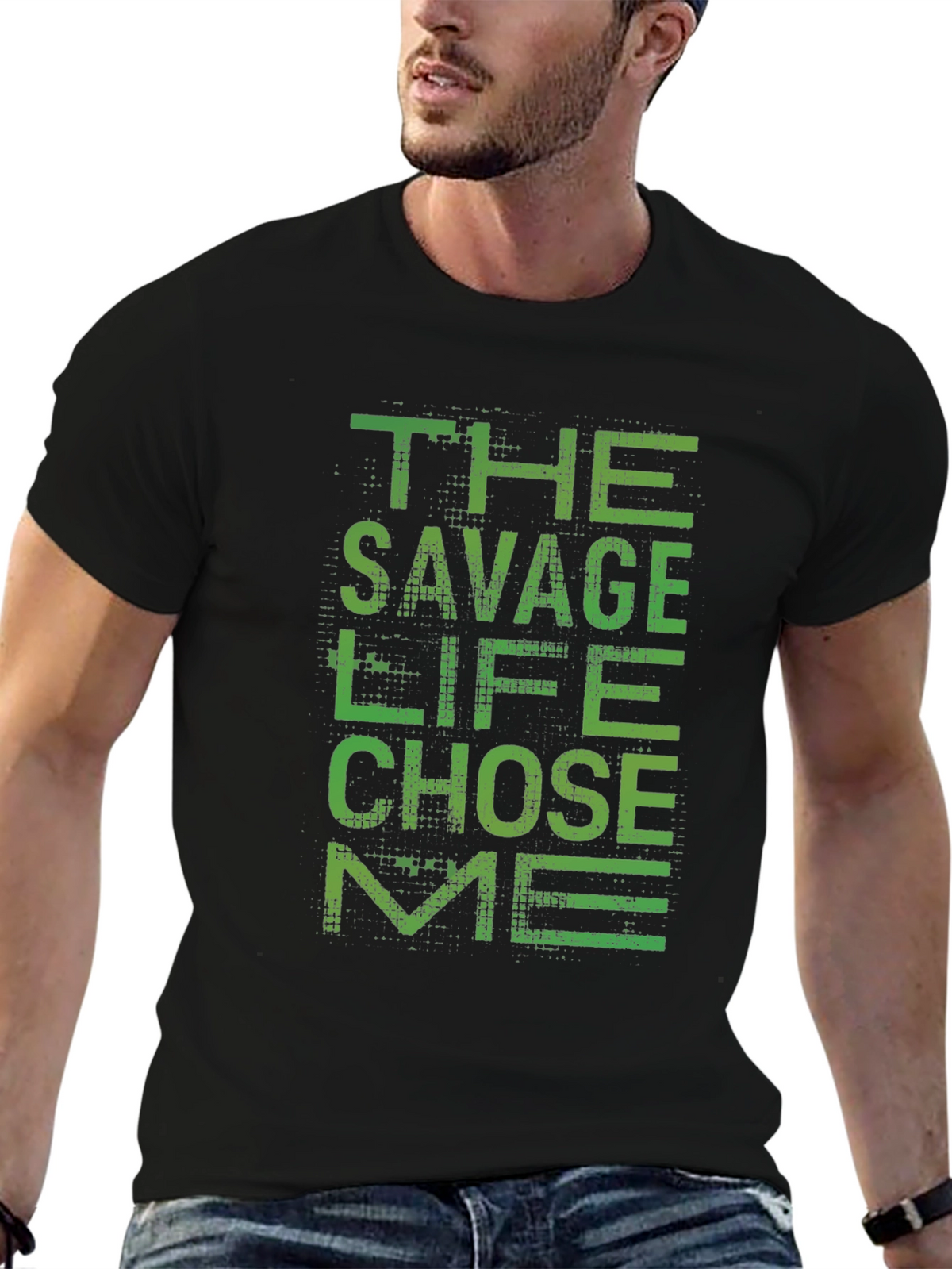The Savage Life Chose Me Black Graphic T-Shirt