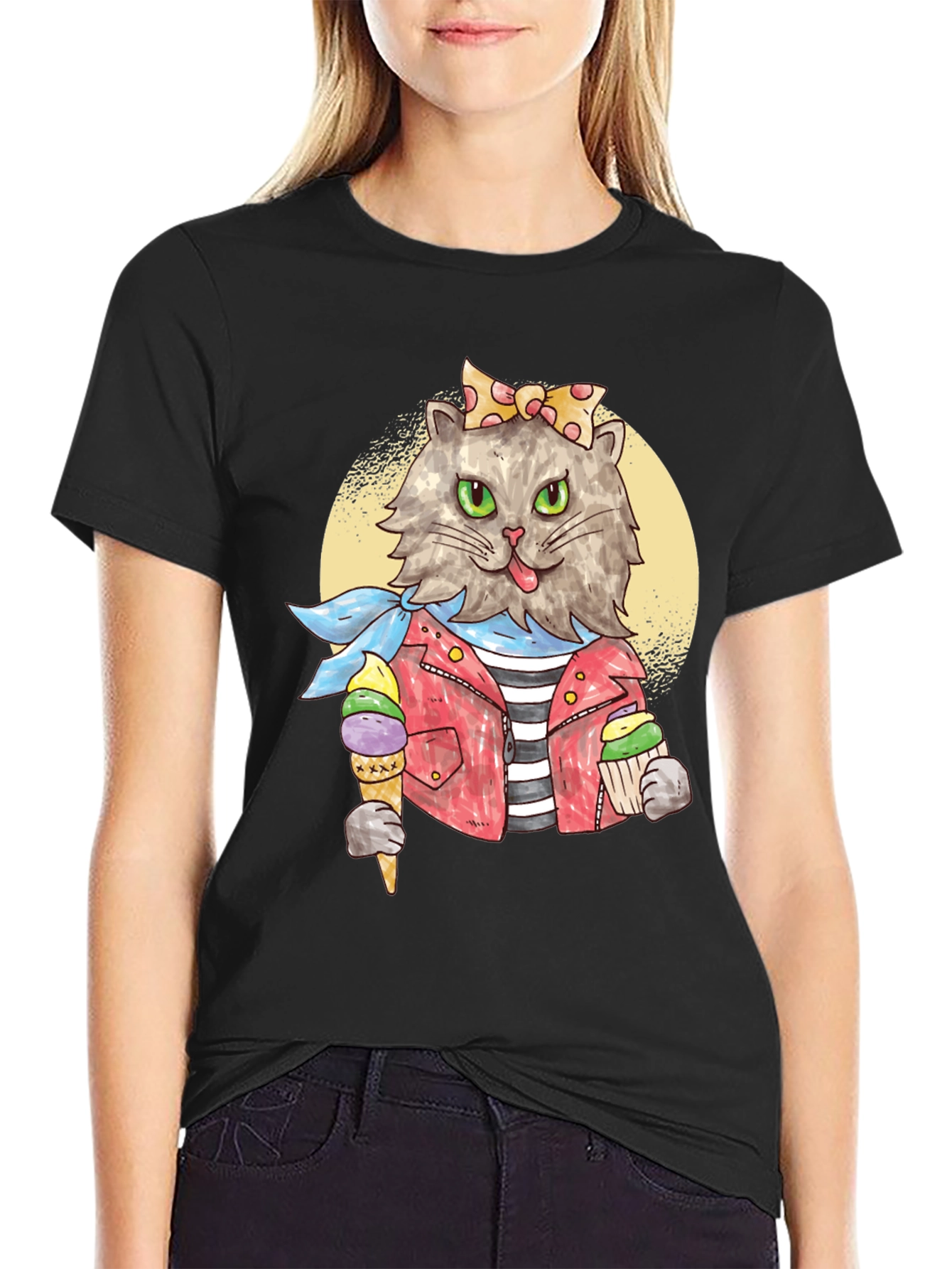 Cat Ice Cream T-Shirt - Quirky Style