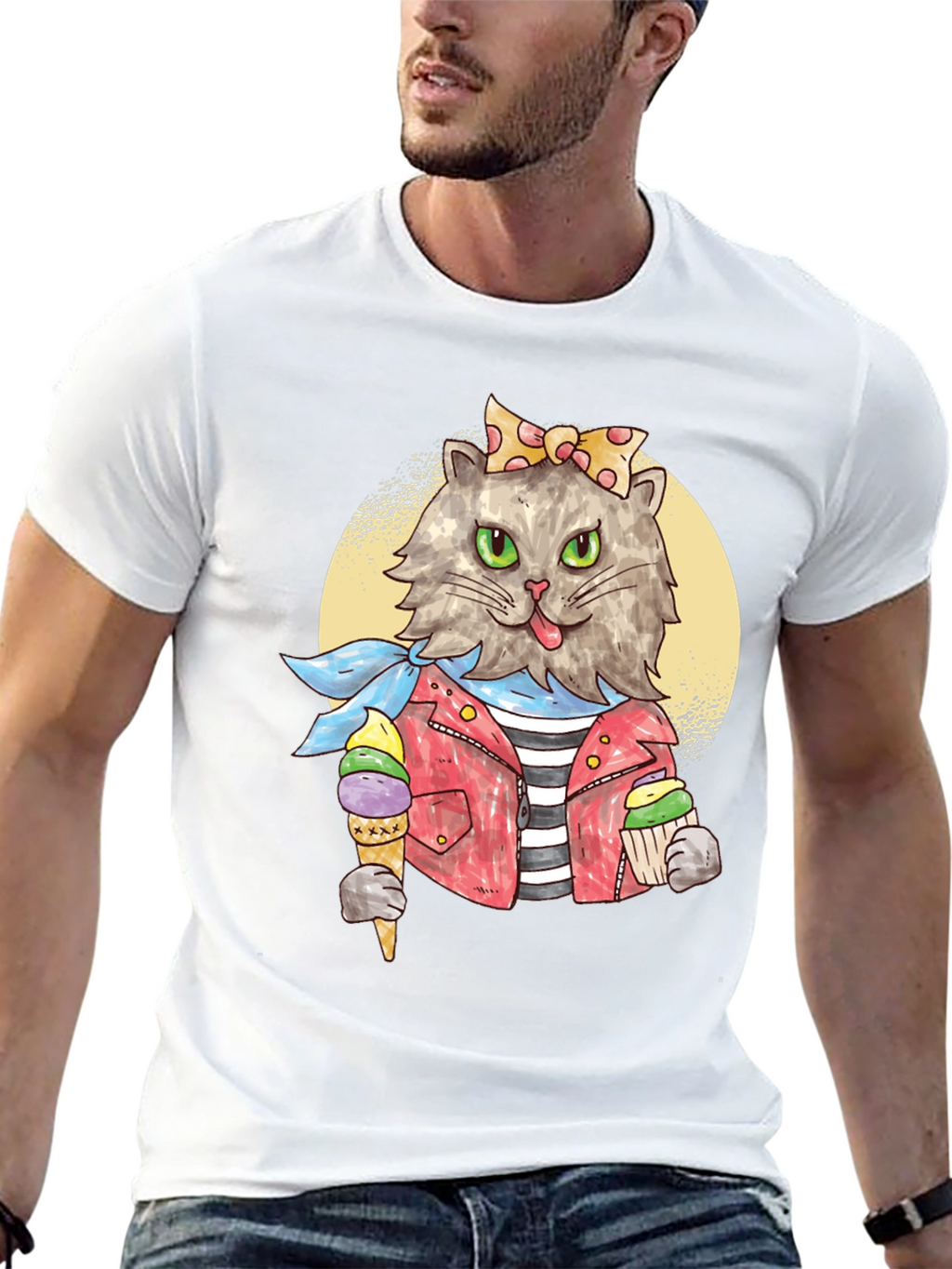 Cat Ice Cream T-Shirt - Quirky Style