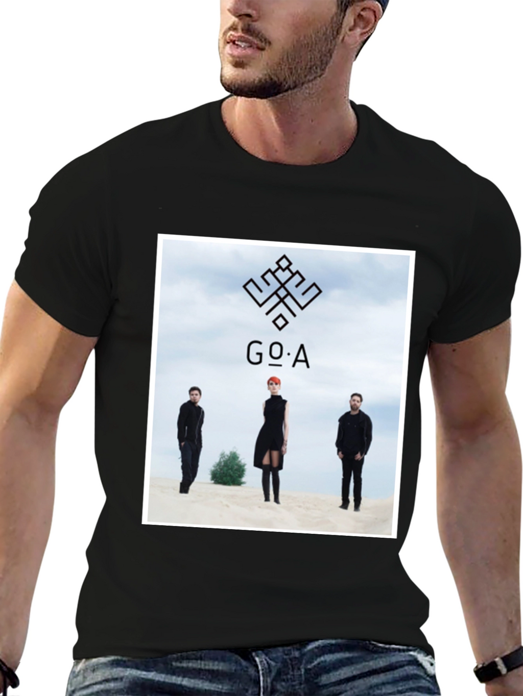 GO_A Band T-Shirt - Black Cotton Blend