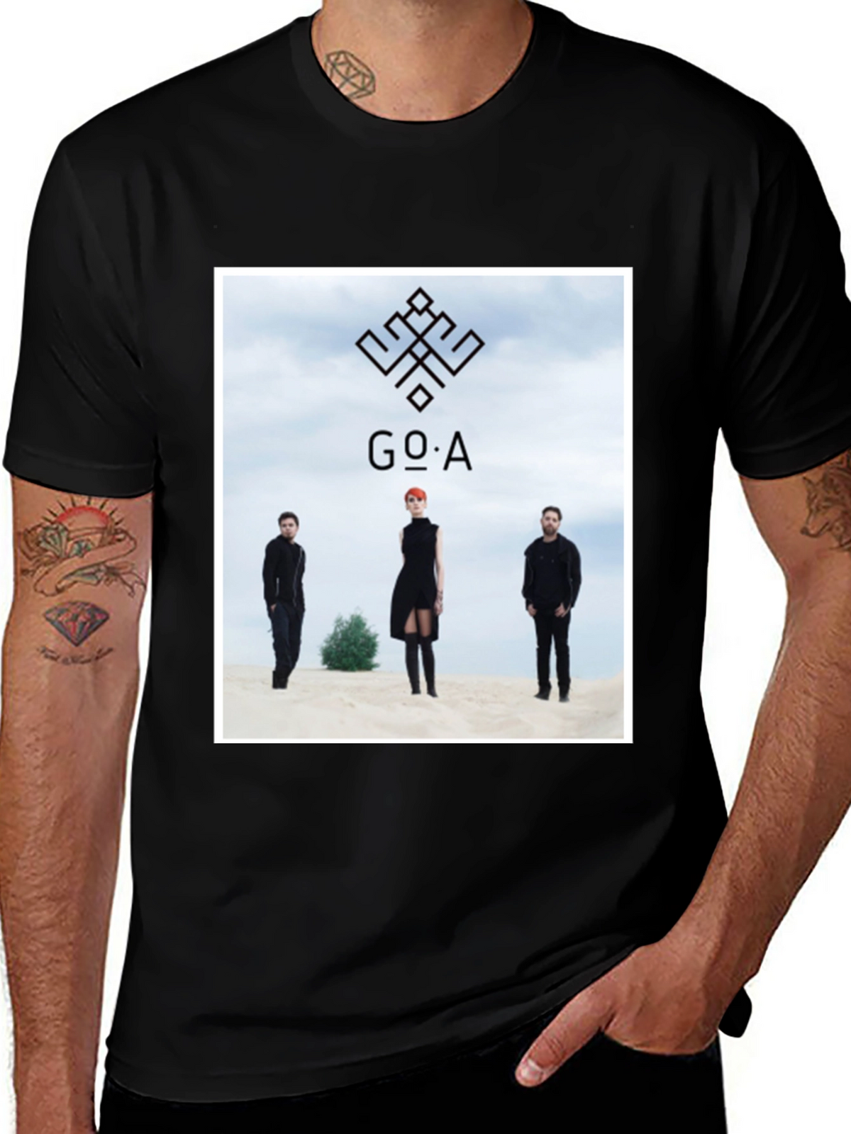 GO_A Band T-Shirt - Black Cotton Blend