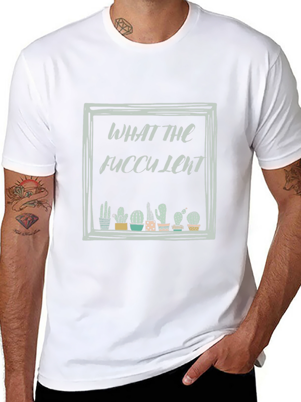 What The Fucculent Cactus Black T-Shirt