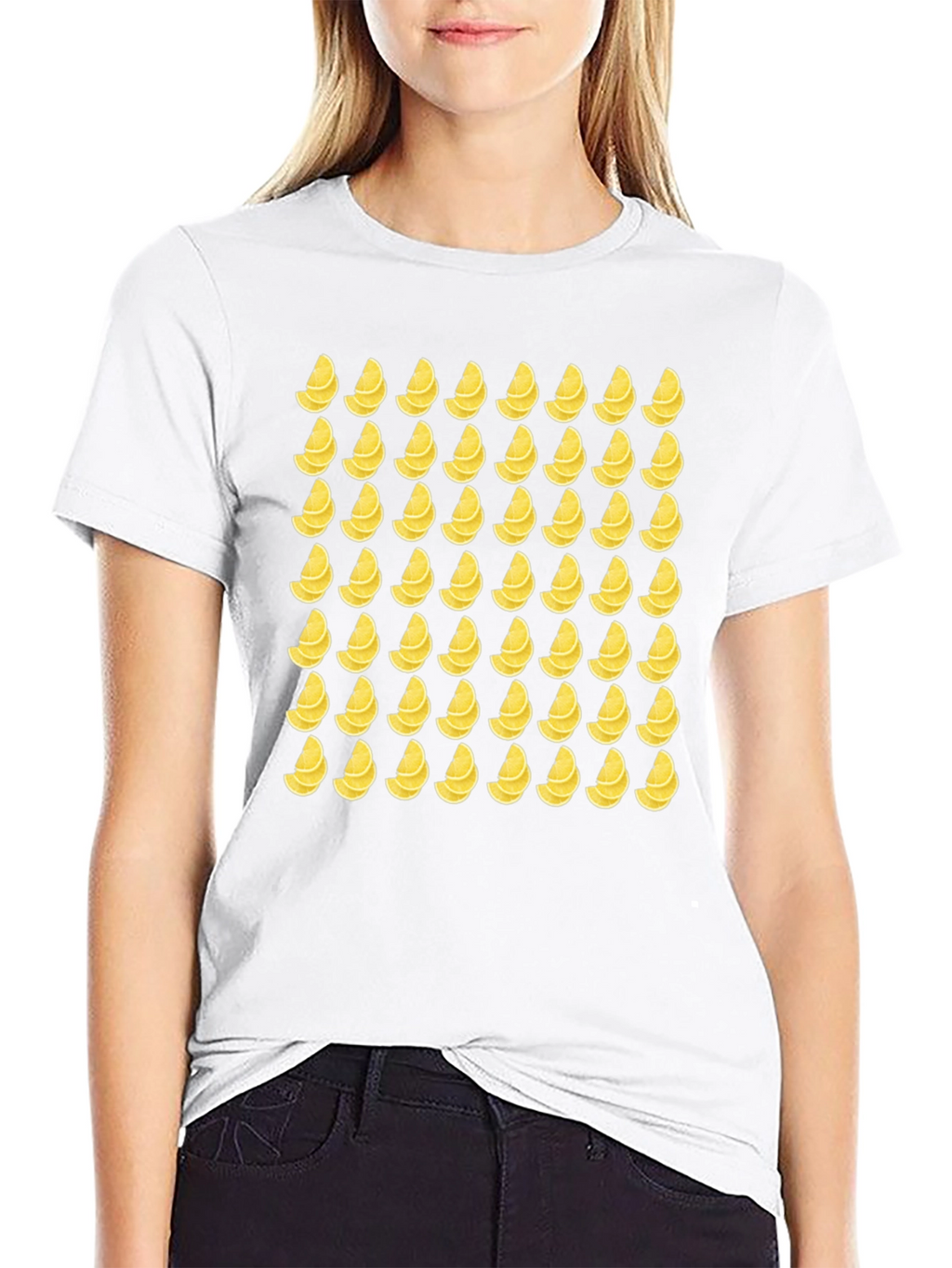 Lemon Slice Pattern T-Shirt - Black