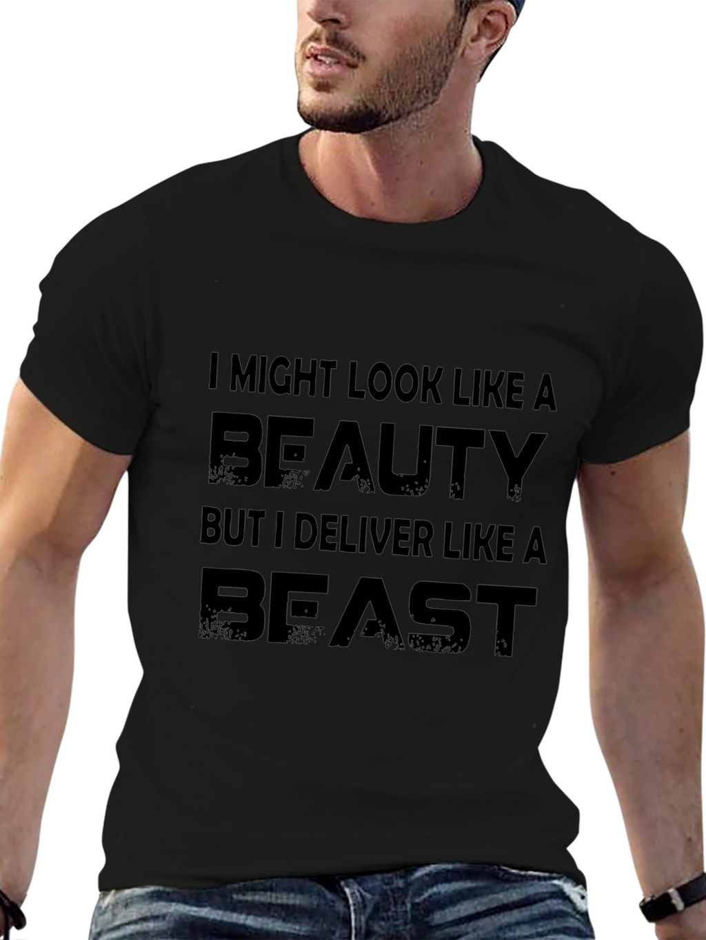 Beauty and Beast Mens Black T-Shirt