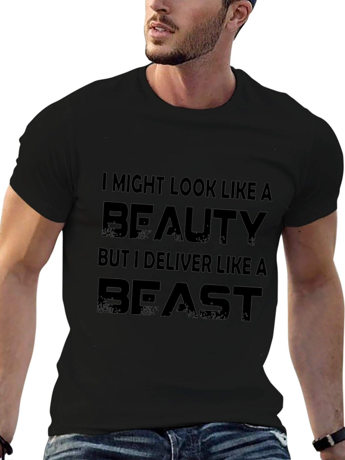Beauty and Beast Mens Black T-Shirt
