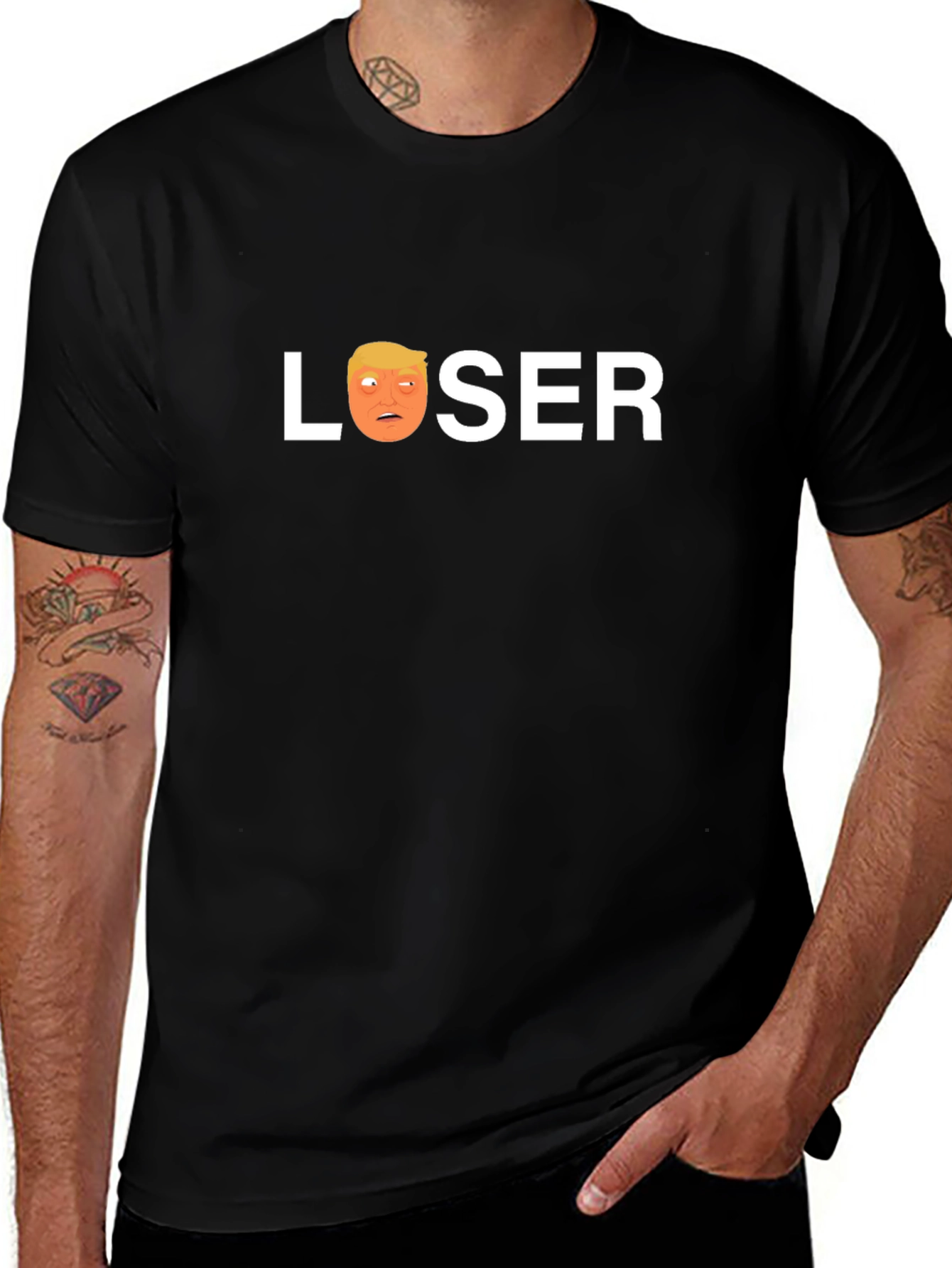 Loser Trump Graphic T-Shirt - Black Crew Neck Tee
