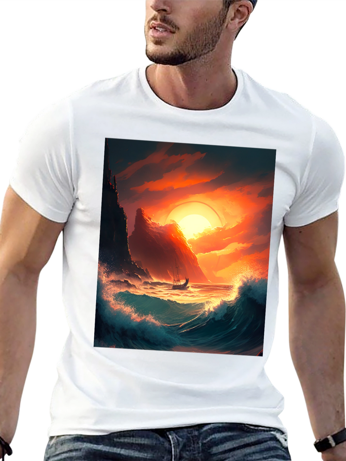 Sunset Voyage Graphic Tee - Coastal Adventure