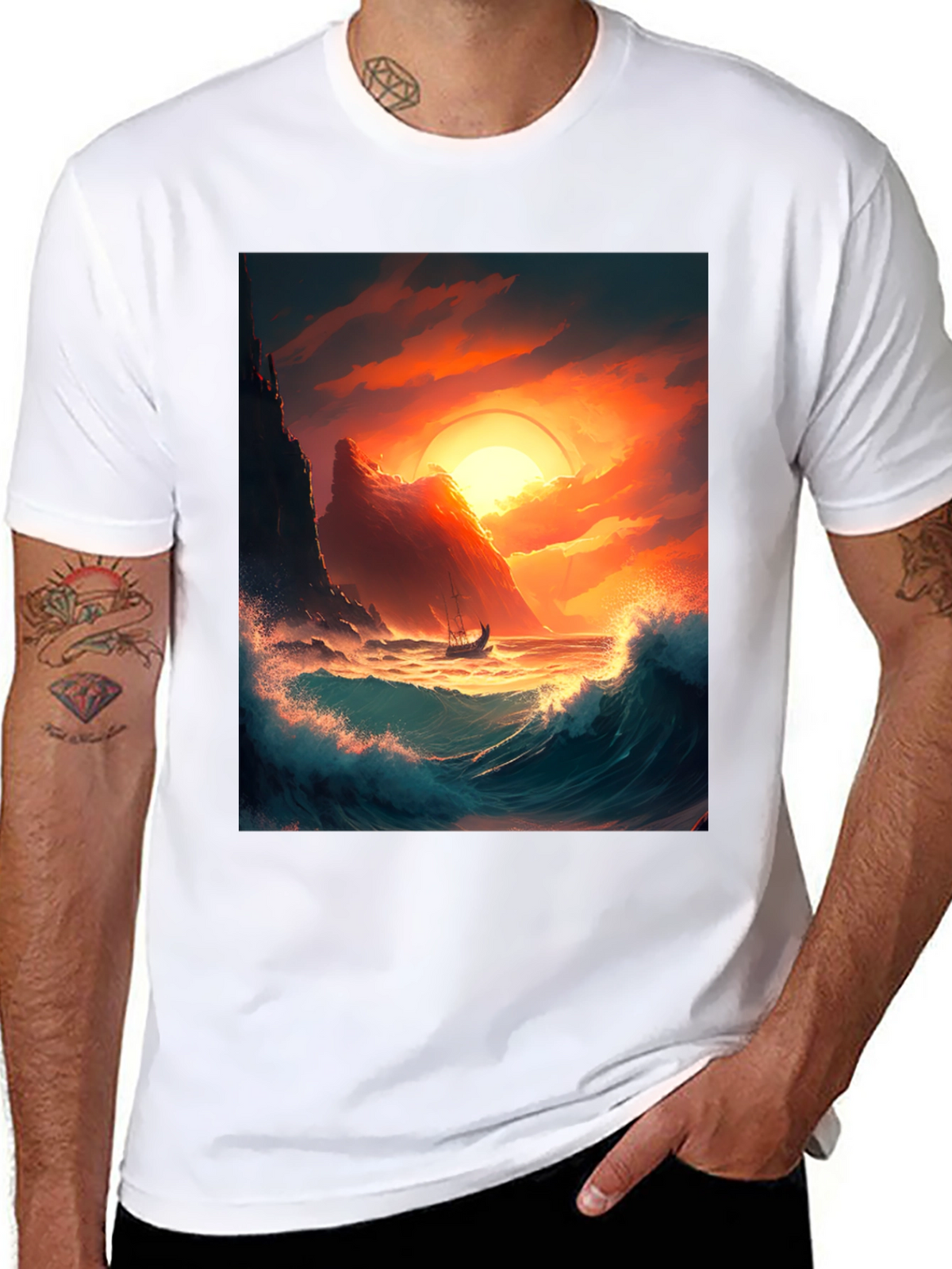 Sunset Voyage Graphic Tee - Coastal Adventure
