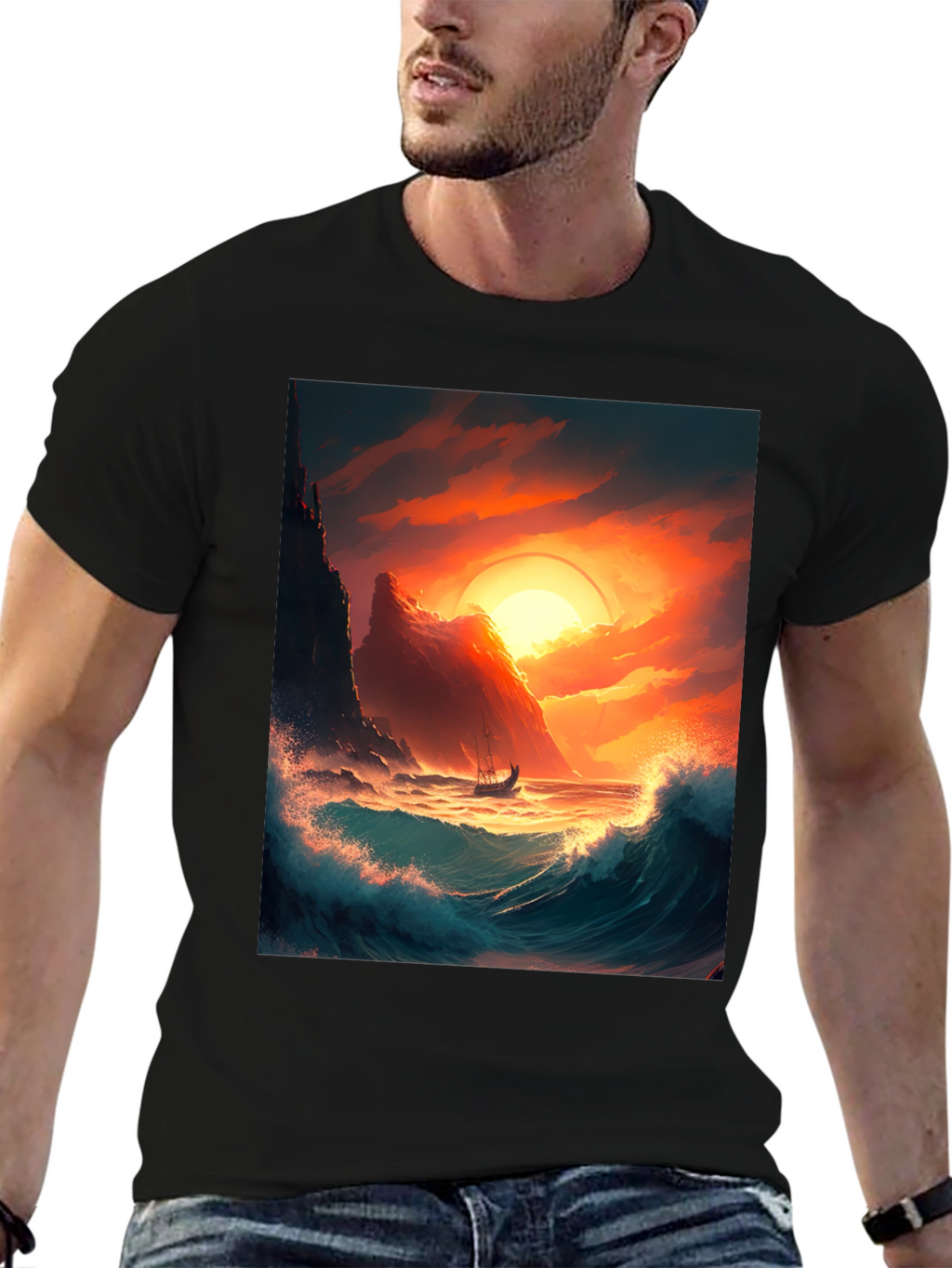 Sunset Voyage Graphic Tee - Coastal Adventure