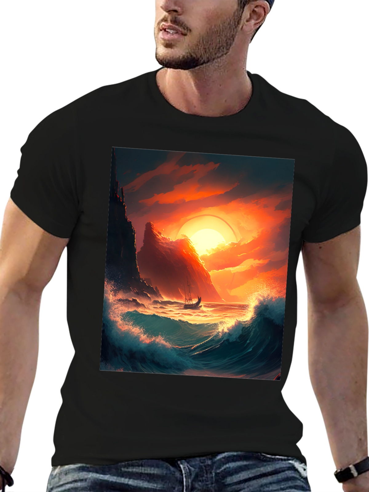 Sunset Voyage Graphic Tee - Coastal Adventure