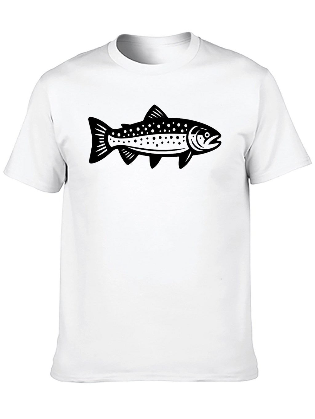 Mens Black T-shirt with Fishing Trout Design