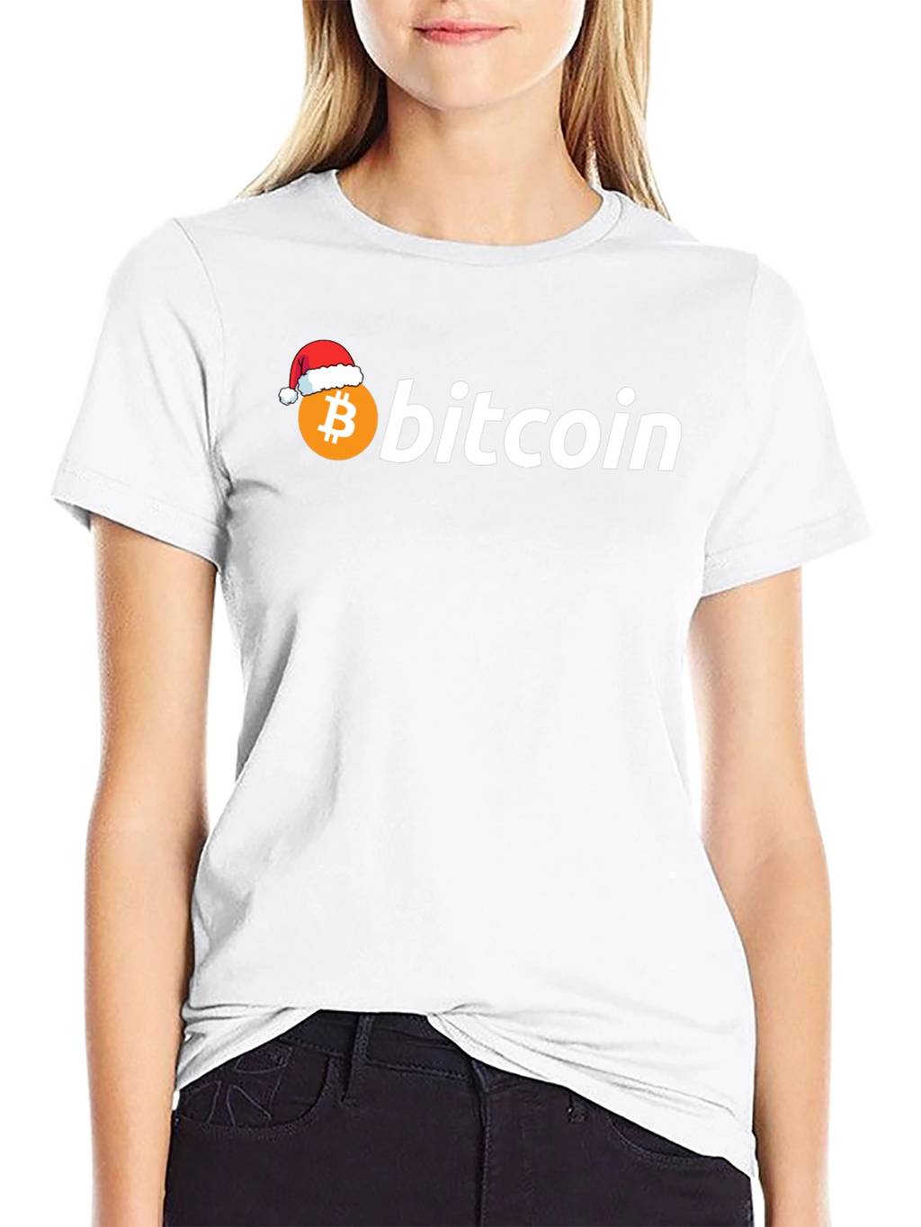 Bitcoin Santa Hat Black Graphic Tee