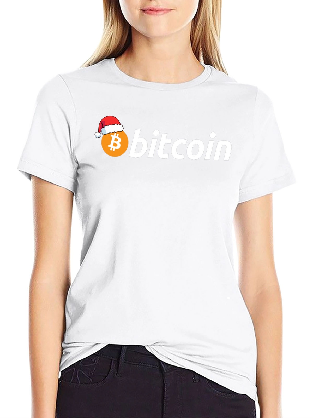 Bitcoin Santa Hat Black Graphic Tee