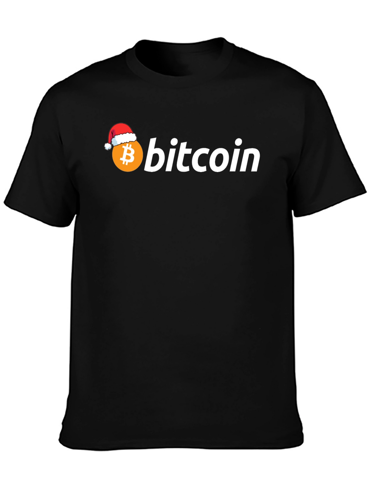 Bitcoin Santa Hat Black Graphic Tee