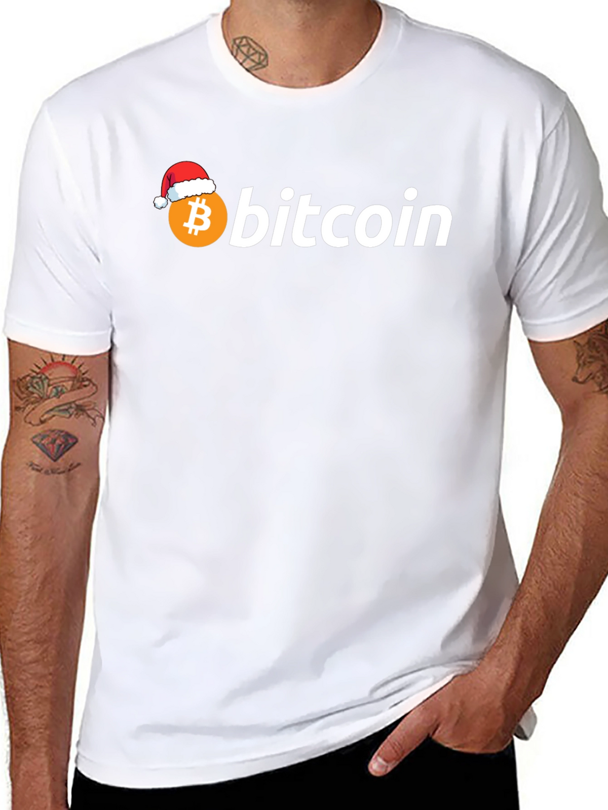 Bitcoin Santa Hat Black Graphic Tee