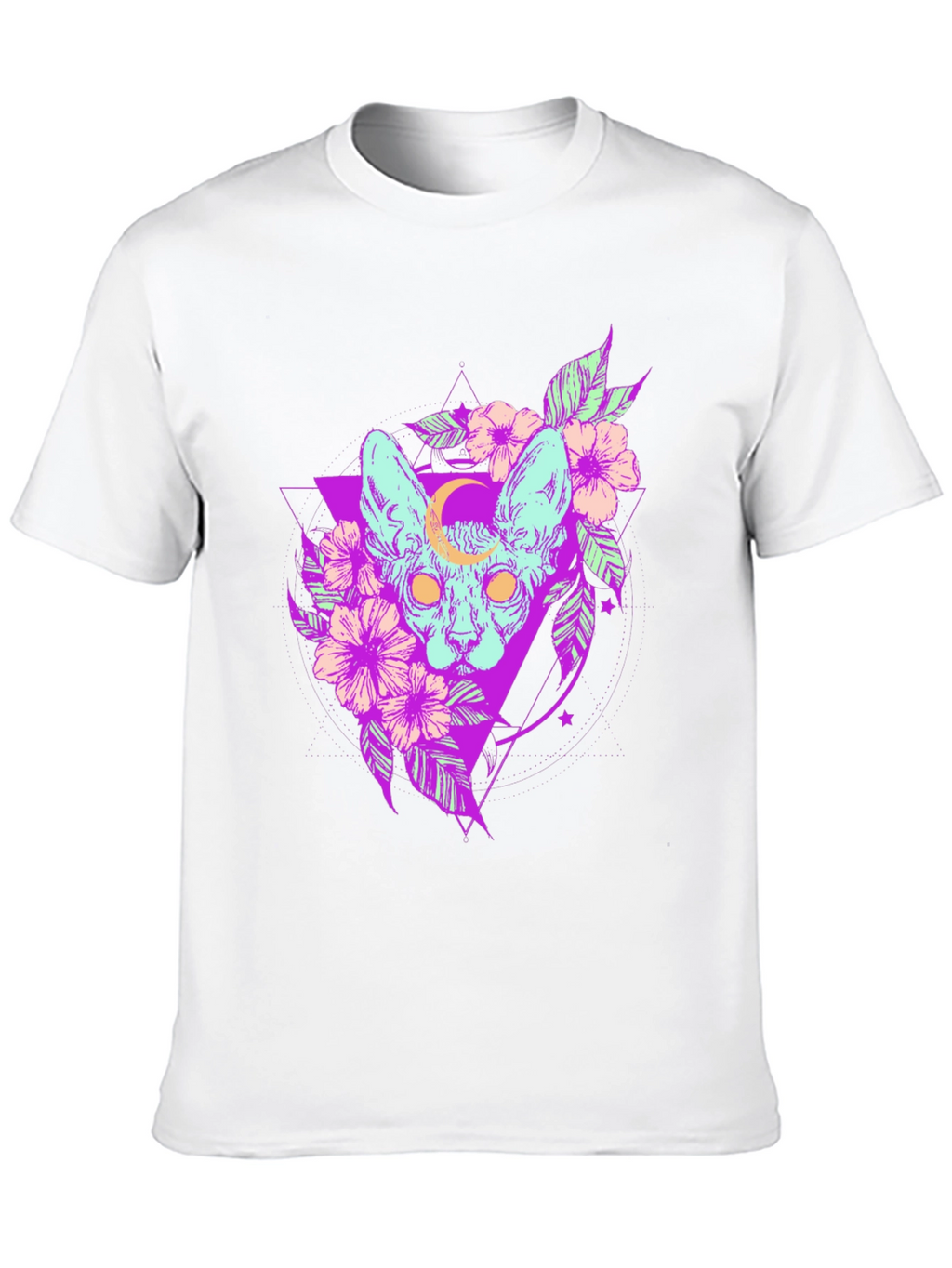 Mystic Cat T-Shirt - Gothic Floral Design
