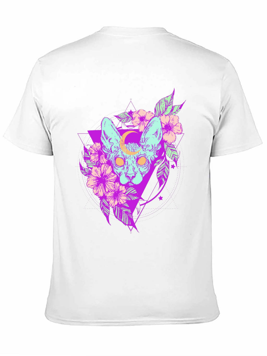 Mystic Cat T-Shirt - Gothic Floral Design