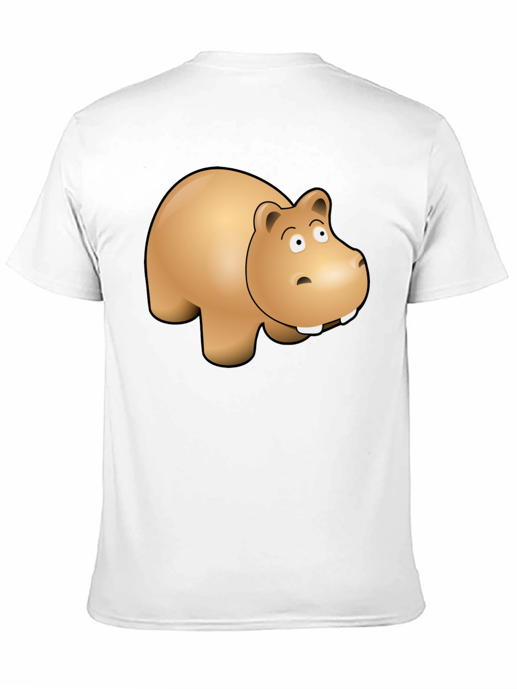 Cartoon Hippo Graphic Tee - Black Cotton Blend