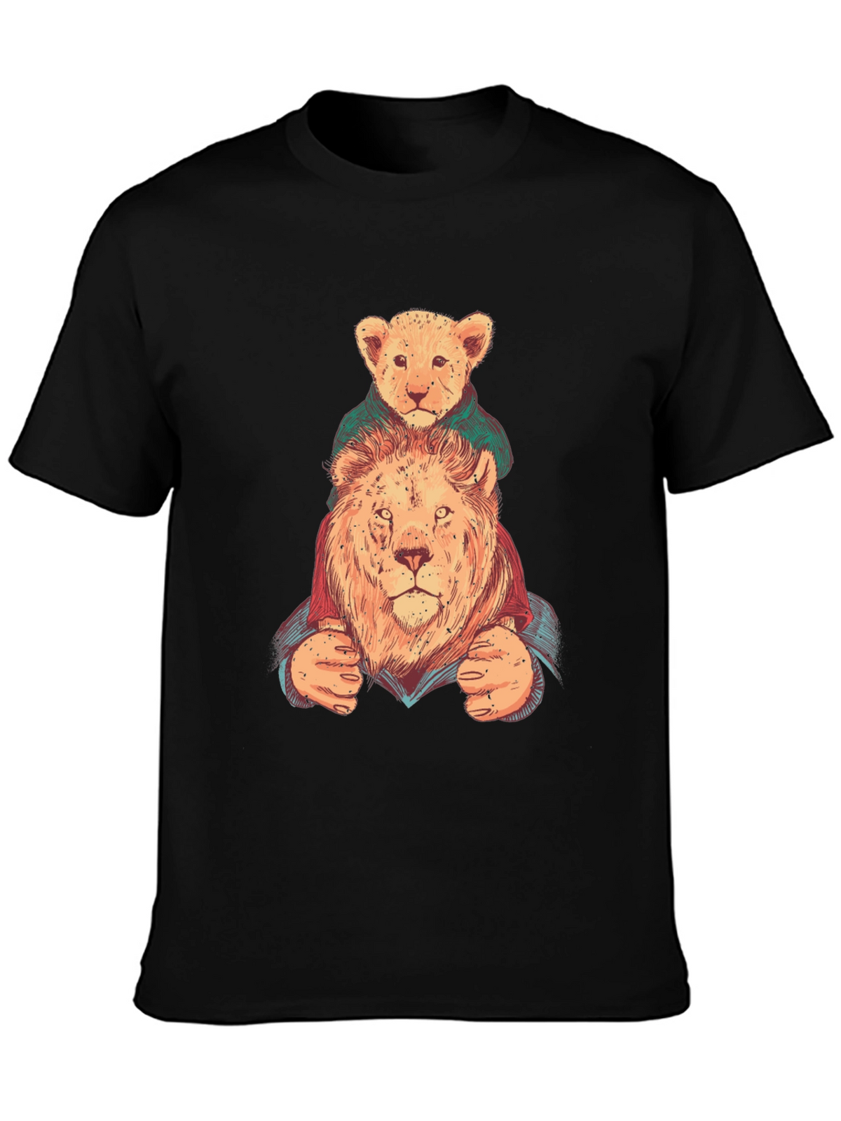 Lion & Cub Graphic Tee - Black