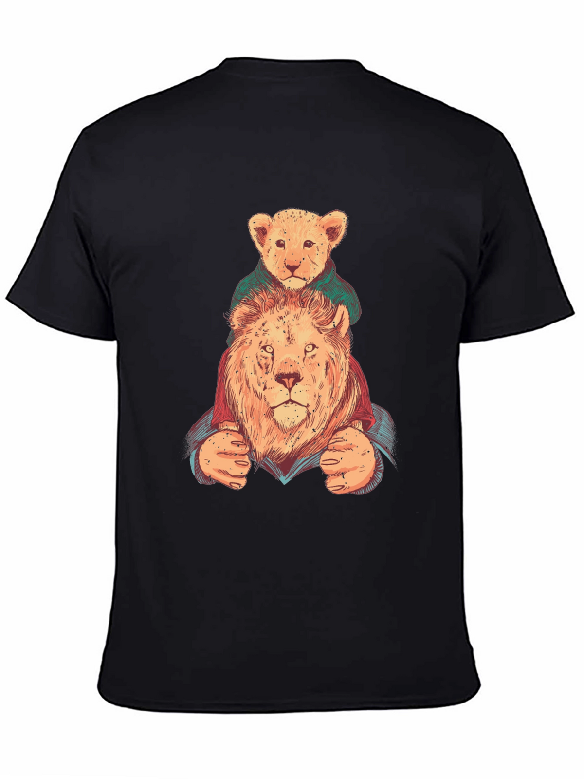 Lion & Cub Graphic Tee - Black