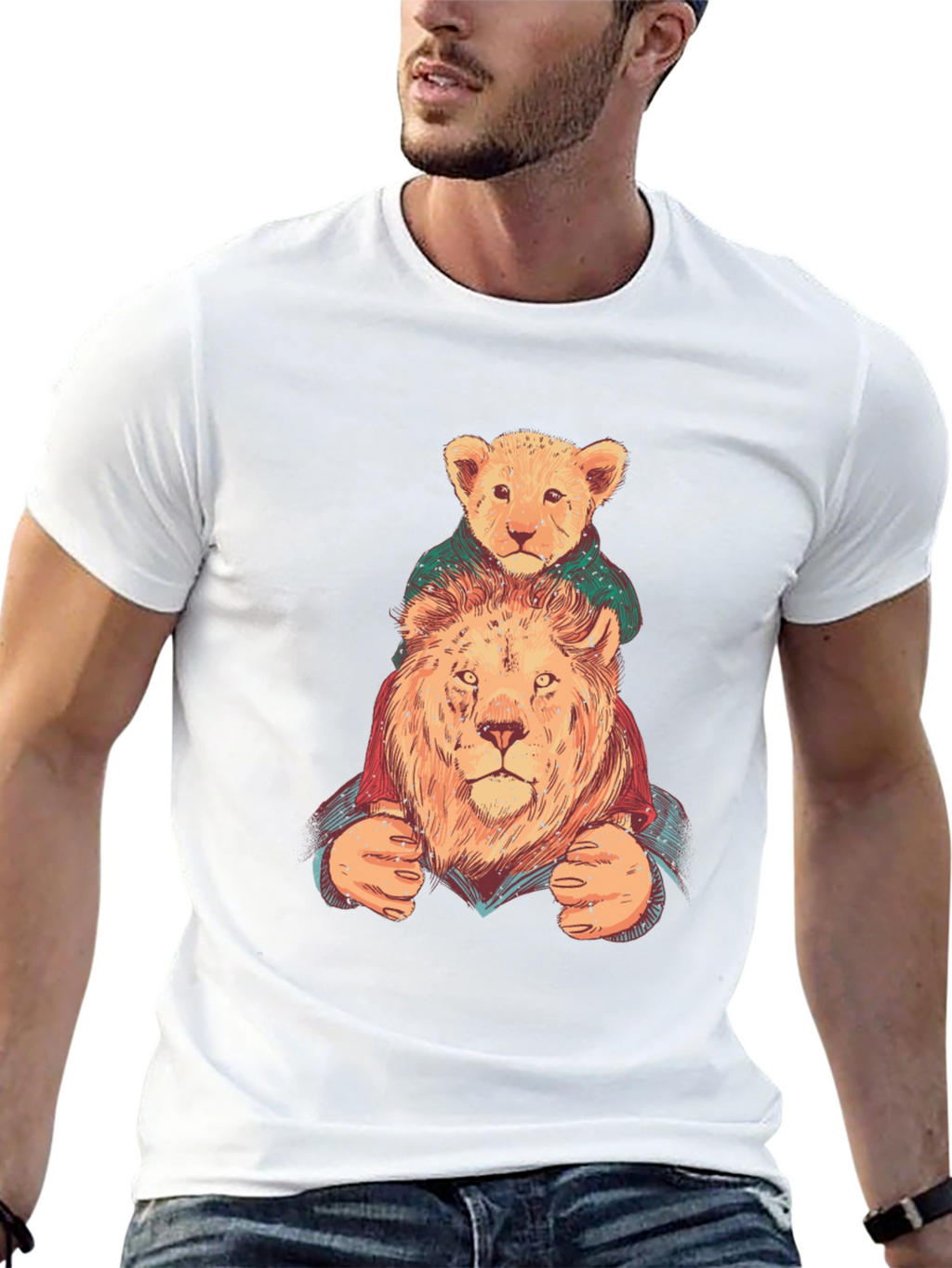 Lion & Cub Graphic Tee - Black