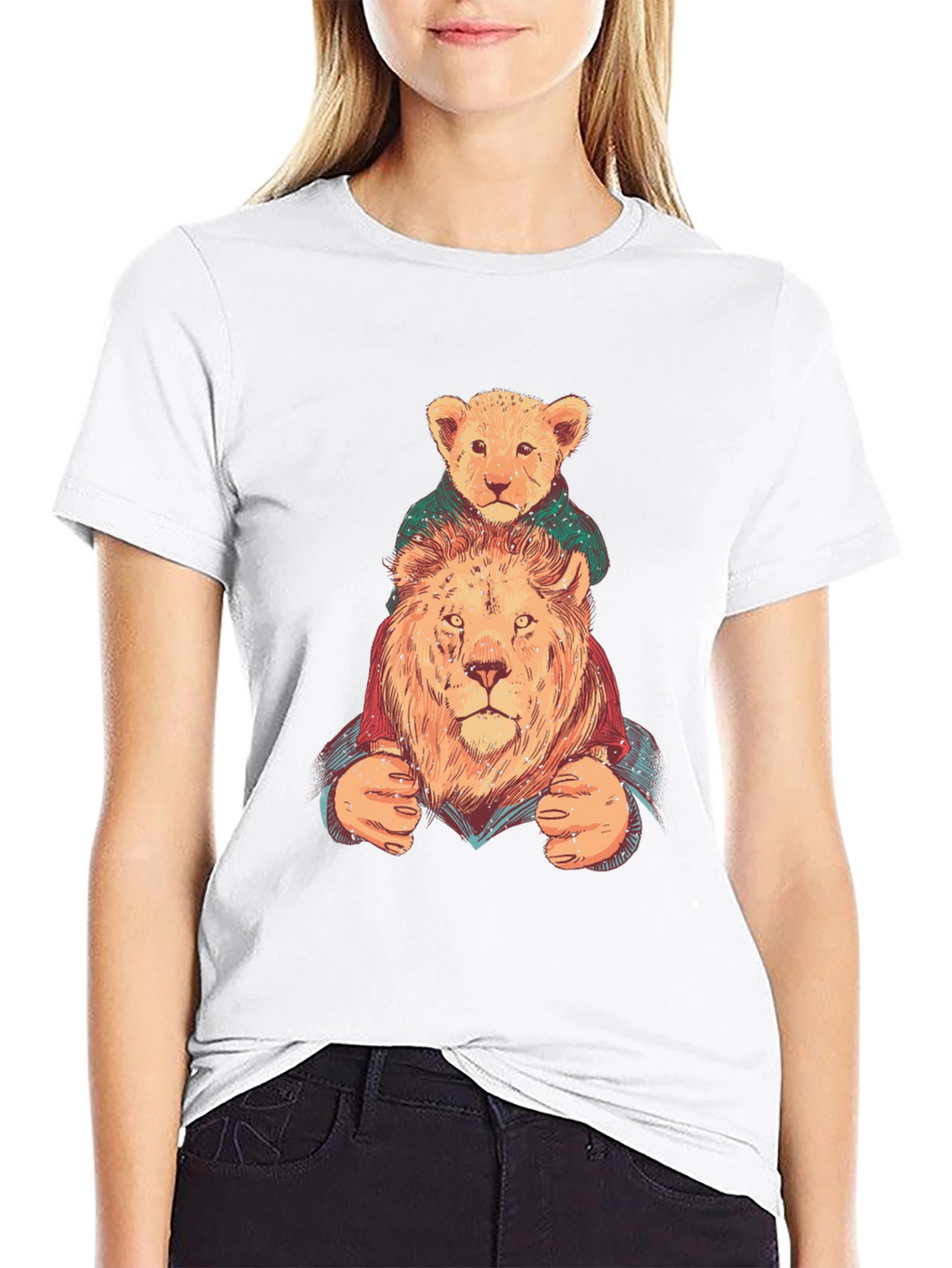Lion & Cub Graphic Tee - Black