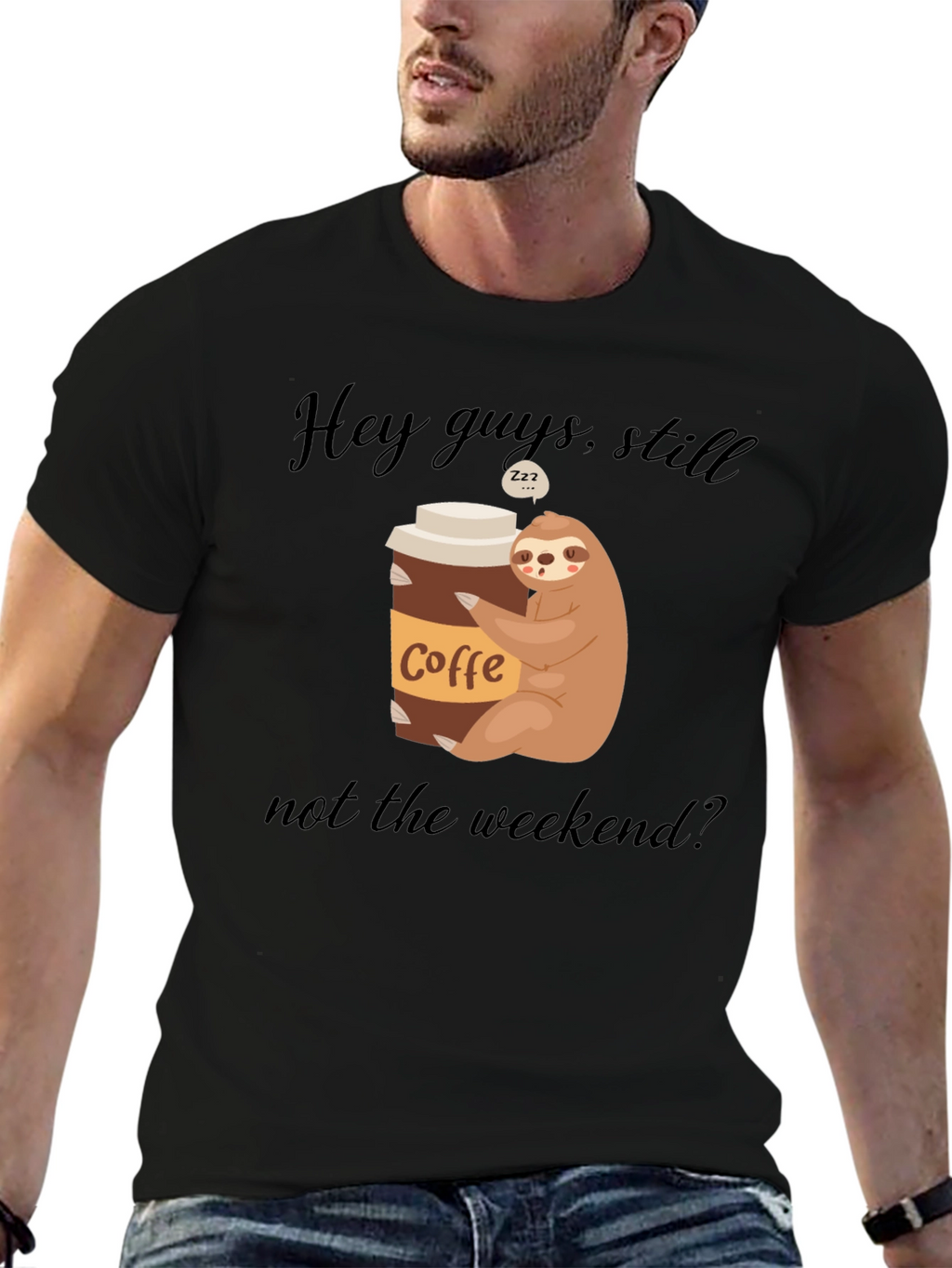 Coffee Sloth Graphic Tee - Weekend Vibes