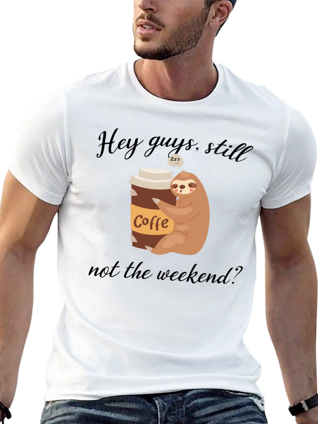 Coffee Sloth Graphic Tee - Weekend Vibes