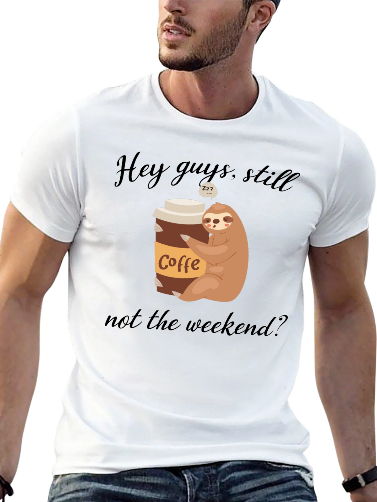 Coffee Sloth Graphic Tee - Weekend Vibes