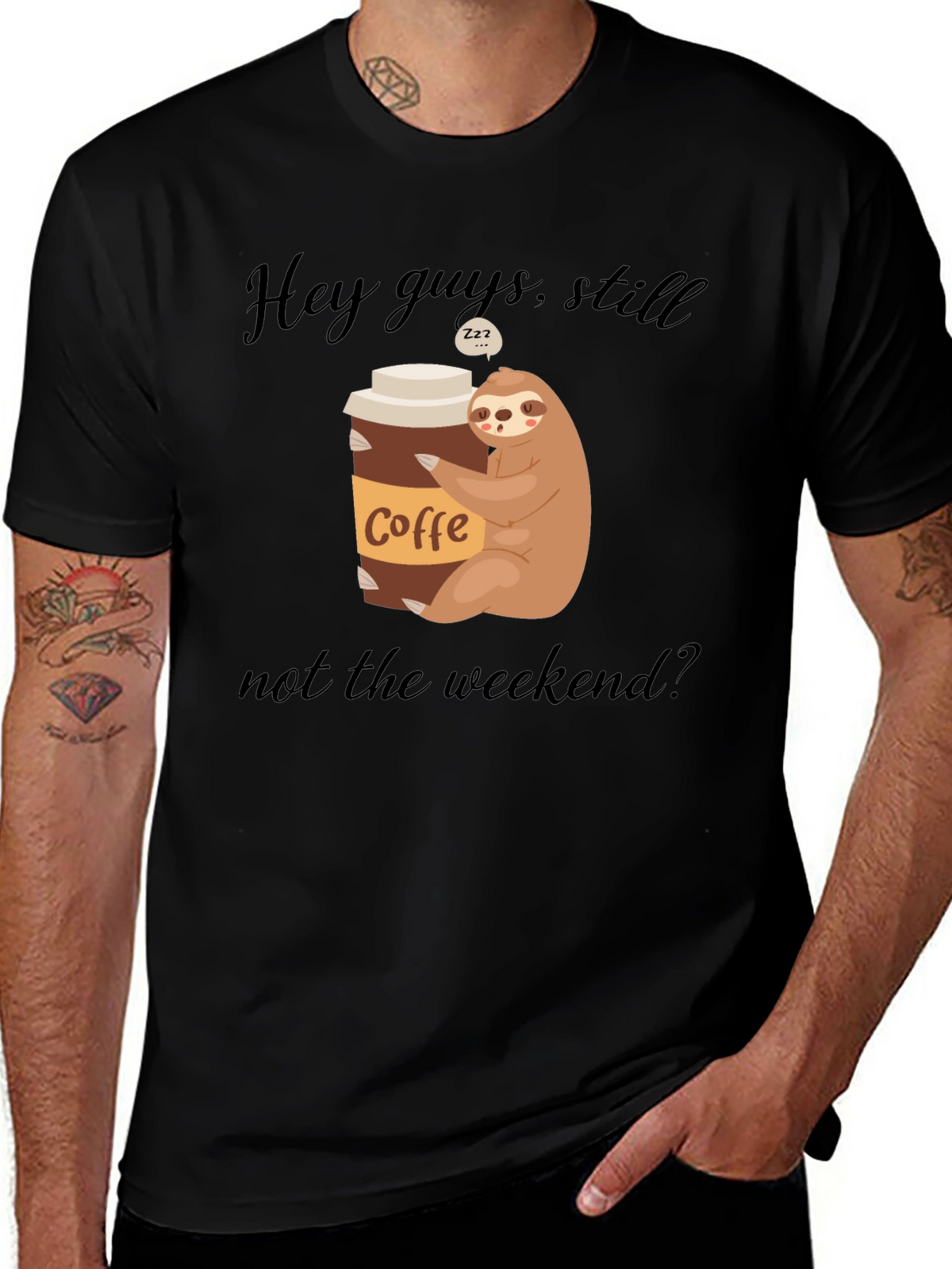 Coffee Sloth Graphic Tee - Weekend Vibes