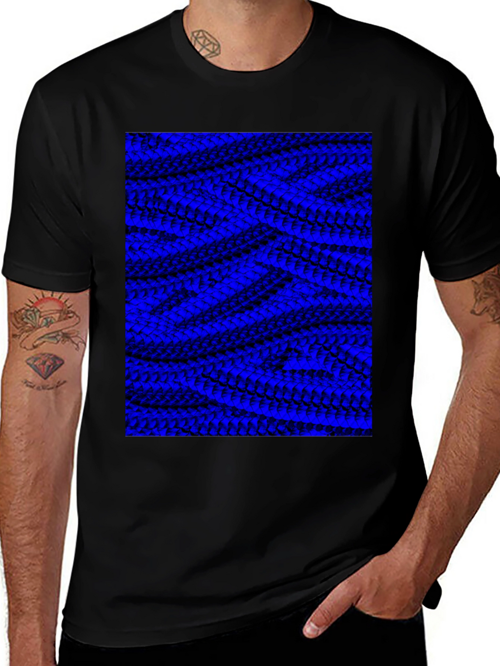 Abstract Blue Pattern Graphic Tee