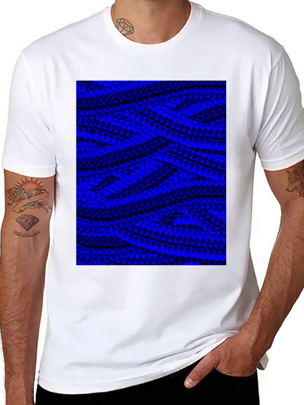 Abstract Blue Pattern Graphic Tee