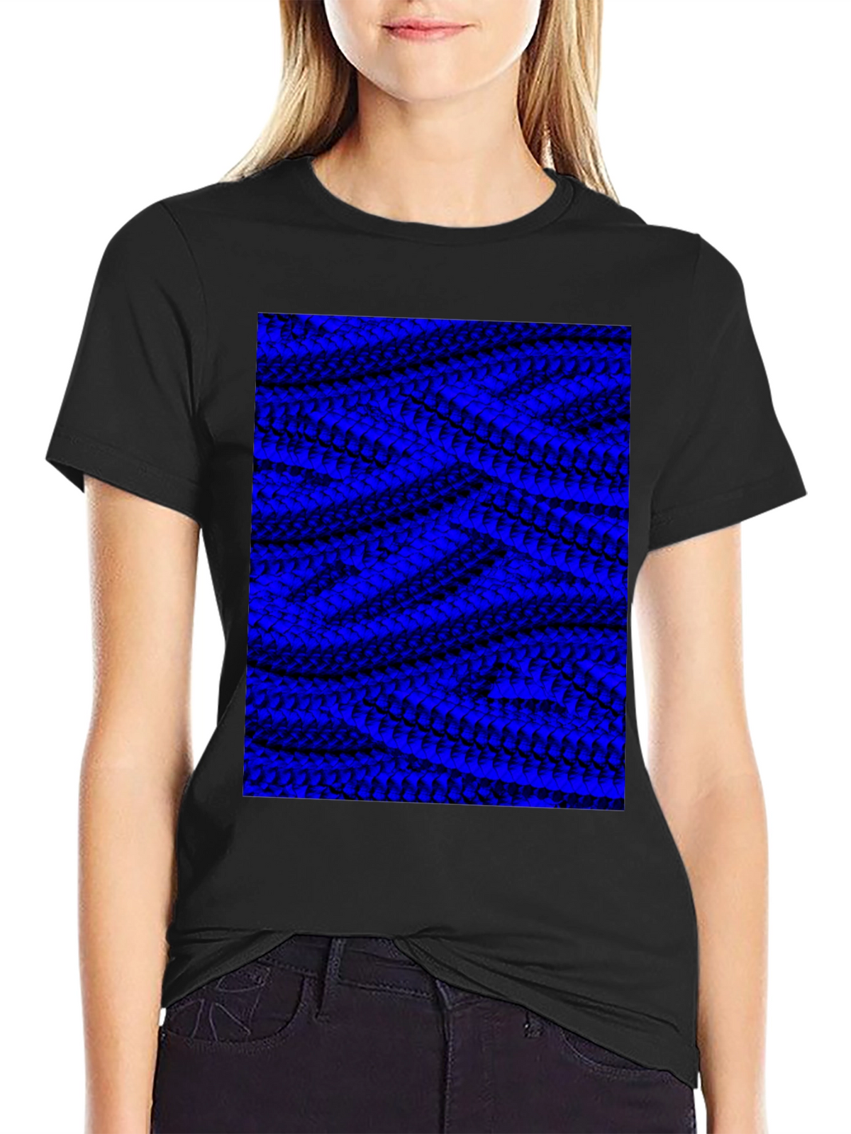 Abstract Blue Pattern Graphic Tee