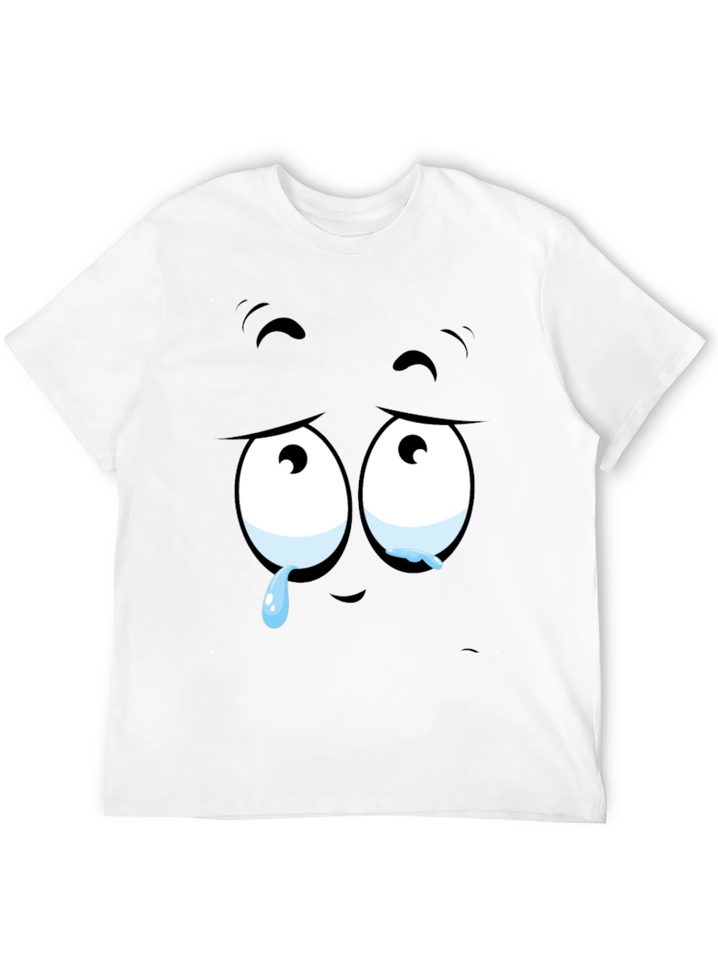 Expressive Sad Face Graphic Print Mens Black T-Shirt